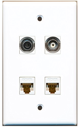 RiteAV - 1 Port 3.5mm 1 Port BNC 2 Port Cat6 Ethernet White Wall Plate