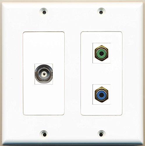 RiteAV - 1 Port RCA Green 1 Port RCA Blue 1 Port BNC - 2 Gang Wall Plate