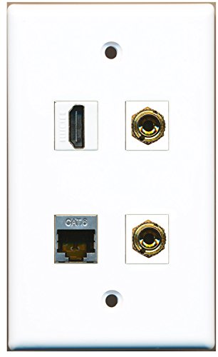 RiteAV - 1 Port HDMI 1 Port Shielded Cat6 Ethernet 2 Port Banana Speaker Wall Plate
