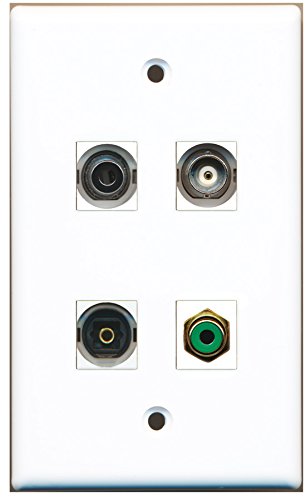 RiteAV - 1 Port RCA Green 1 Port Toslink 1 Port 3.5mm 1 Port BNC Wall Plate