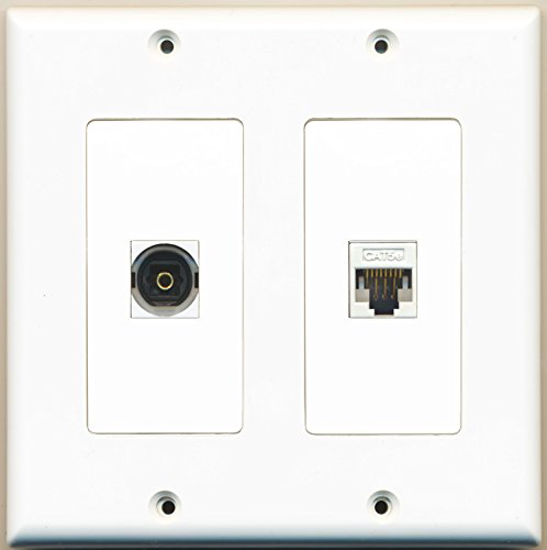 RiteAV - 1 Port Toslink 1 Port Cat5e Ethernet White - Dual Gang Wall Plate