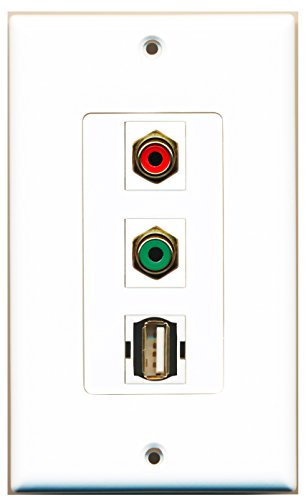 RiteAV - 1 Port RCA Red and 1 Port RCA Green and 1 Port USB A-A Decorative Wall Plate Decorative