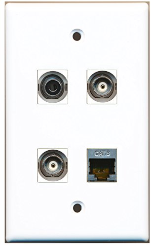 RiteAV - 1 Port Shielded Cat6 Ethernet 1 Port 3.5mm 2 Port BNC Wall Plate