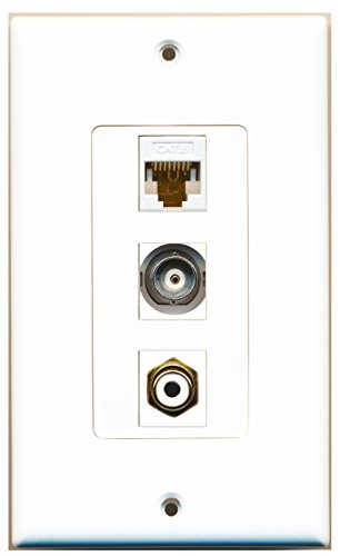 RiteAV - 1 Port RCA White and 1 Port BNC and 1 Port Cat6 Ethernet White Decorative Wall Plate Decorative