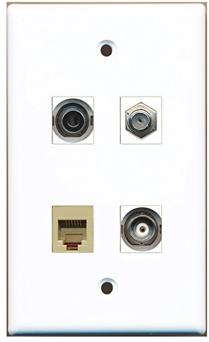 RiteAV - 1 Port Coax Cable TV- F-Type 1 Port Phone RJ11 RJ12 Beige 1 Port 3.5mm 1 Port BNC Wall Plate