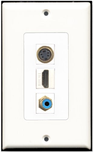RiteAV - 1 Port HDMI 1 RCA Blue 1 S-Video Wall Plate Decorative