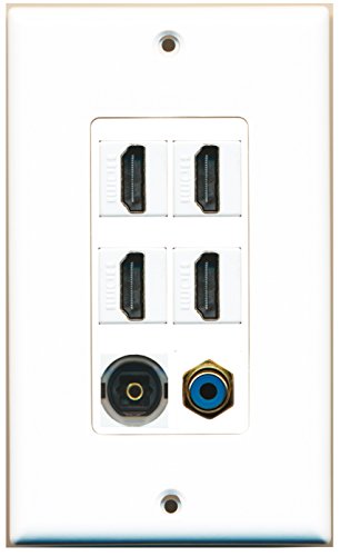 RiteAV - 4 Port HDMI 1 RCA Blue 1 Toslink Wall Plate Decorative