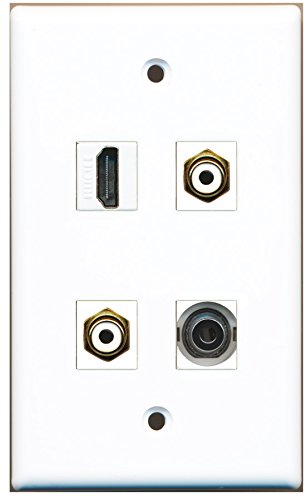 RiteAV - 1 Port HDMI 2 Port RCA White 1 Port 3.5mm Wall Plate