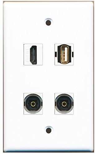 RiteAV - 1 Port HDMI 1 Port USB A-A 2 Port Toslink Wall Plate