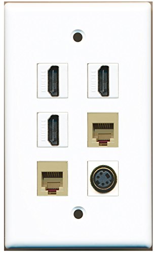 Riteav – 2 porte HDMI 1 porta telefono RJ11 RJ12 beige 1 Port CAT6 Ethernet piastra da muro Riteav – 2 porte HDMI 1 porta telefono RJ11 RJ12 beige 1 Port CAT6 Ethernet piastra da muro