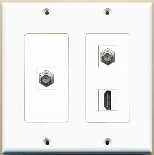 RiteAV - 1 Port HDMI 2 Port Coax Cable TV- F-Type - 2 Gang Wall Plate