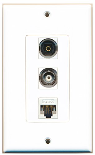 RiteAV - 1 Port Toslink and 1 Port BNC and 1 Port Cat5e Ethernet White Decorative Wall Plate Decorative