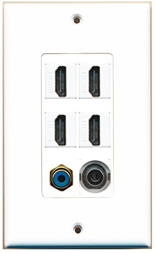 RiteAV - 4 Port HDMI 1 RCA Blue 1 3.5mm Wall Plate Decorative