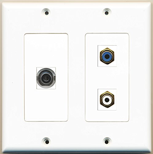 RiteAV - 1 Port RCA White 1 Port RCA Blue 1 Port 3.5mm - 2 Gang Wall Plate