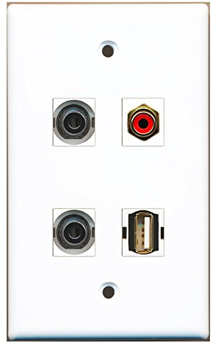 RiteAV - 1 Port RCA Red 1 Port USB A-A 2 Port 3.5mm Wall Plate