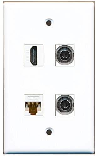 RiteAV - 1 Port HDMI 2 Port 3.5mm 1 Port Cat6 Ethernet White Wall Plate