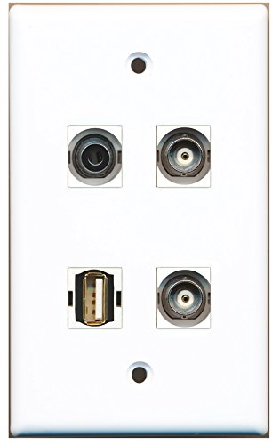 RiteAV - 1 Port USB A-A 1 Port 3.5mm 2 Port BNC Wall Plate