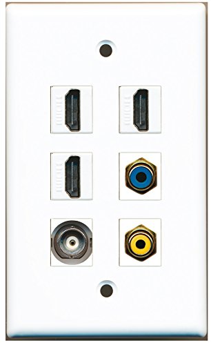 RiteAV - 3 HDMI 1 Port RCA Yellow 1 Port RCA Blue 1 Port BNC Wall Plate