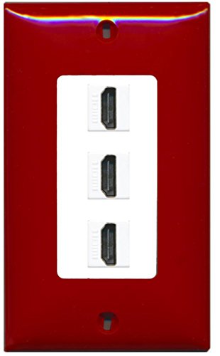 RiteAV - 3 Port HDMI Decorative Wall Plate - Red/White