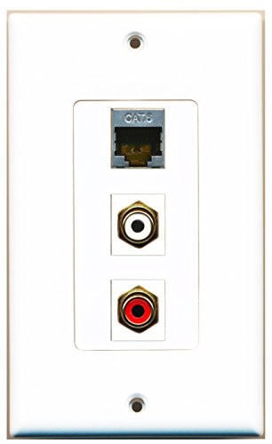 RiteAV - 1 Port RCA Red and 1 Port RCA White and 1 Port Shielded Cat6 Ethernet Decorative Wall Plate Decorative