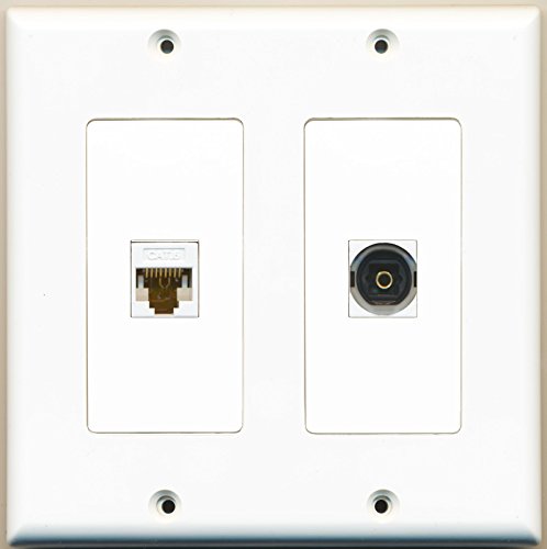 RiteAV - 1 Port Toslink 1 Port Cat6 Ethernet White - Dual Gang Wall Plate