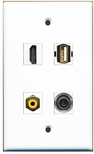 RiteAV - 1 Port HDMI 1 Port RCA Yellow 1 Port USB A-A 1 Port 3.5mm Wall Plate