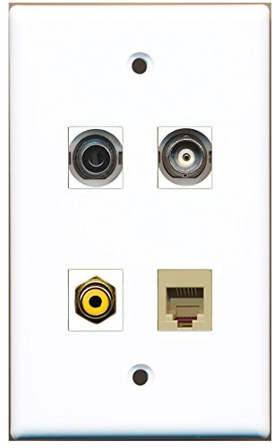 RiteAV - 1 Port RCA Yellow 1 Port Phone RJ11 RJ12 Beige 1 Port 3.5mm 1 Port BNC Wall Plate