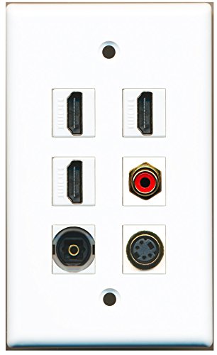 RiteAV - 3 HDMI 1 Port RCA Red 1 Port S-Video 1 Port Toslink Wall Plate