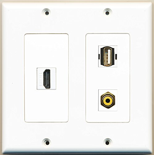 RiteAV - 1 Port HDMI 1 Port RCA Yellow 1 Port USB A-A - 2 Gang Wall Plate