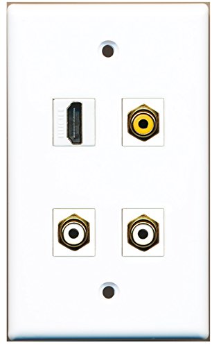 RiteAV - 1 Port HDMI 2 Port RCA White 1 Port RCA Yellow Wall Plate
