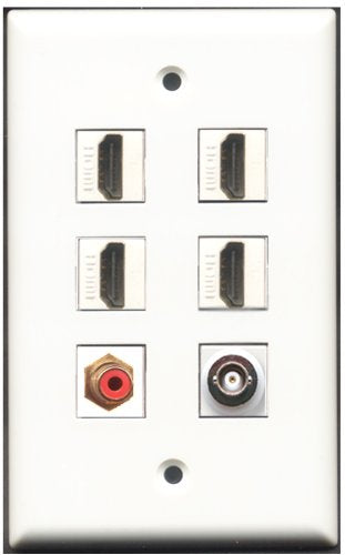 RiteAV - 4 Port HDMI 1 RCA Red 1 BNC Wall Plate