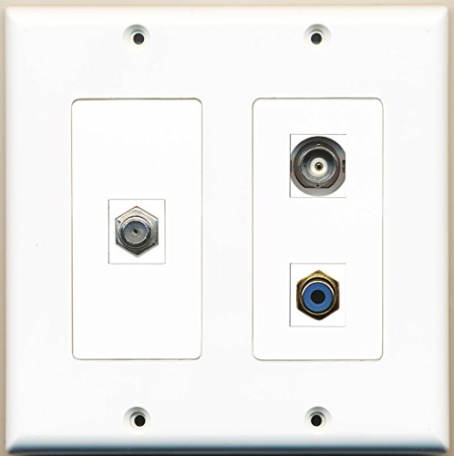 RiteAV - 1 Port RCA Blue 1 Port Coax Cable TV- F-Type 1 Port BNC - 2 Gang Wall Plate