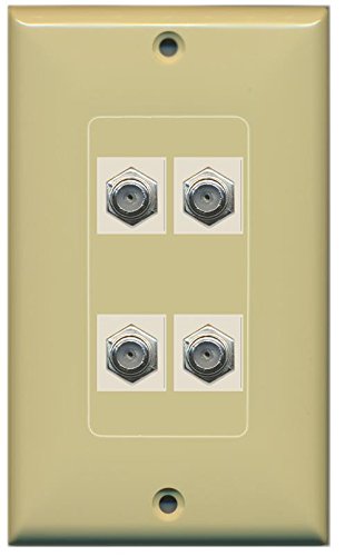 RiteAV (1 Gang Decorative) 4 Coax Ivory Wall Plate Ivory