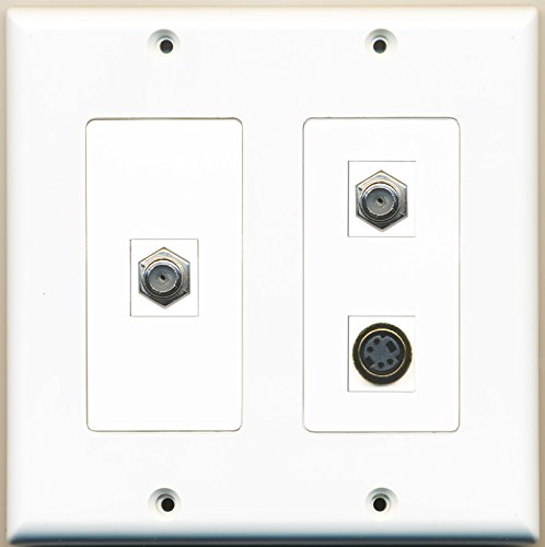 RiteAV - 2 Port Coax Cable TV- F-Type 1 Port S-Video - 2 Gang Wall Plate