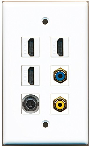 RiteAV - 3 HDMI 1 Port RCA Yellow 1 Port RCA Blue 1 Port 3.5mm Wall Plate