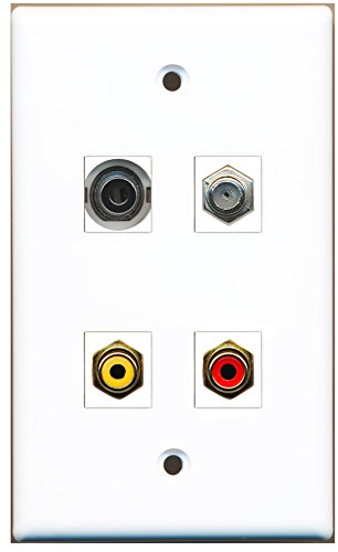 RiteAV - 1 Port RCA Red 1 Port RCA Yellow 1 Port Coax Cable TV- F-Type 1 Port 3.5mm Wall Plate