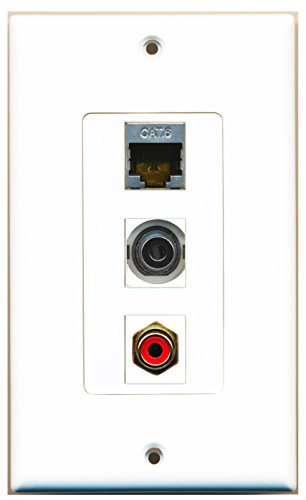 RiteAV - 1 Port RCA Red and 1 Port Shielded Cat6 Ethernet and 1 Port 3.5mm Decorative Wall Plate Decorative