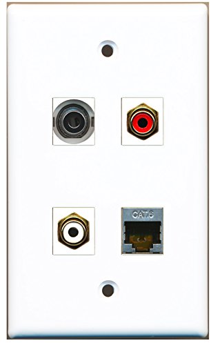 RiteAV - 1 Port RCA Red 1 Port RCA White 1 Port Shielded Cat6 Ethernet 1 Port 3.5mm Wall Plate