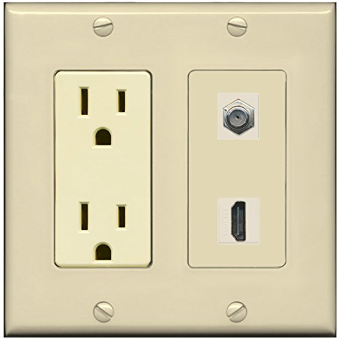 Riteav Placca Muro Light Almond Con Presa TV Coassiale E 15A Corrente