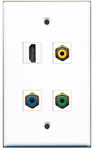 RiteAV - 1 Port HDMI 1 Port RCA Yellow 1 Port RCA Green 1 Port RCA Blue Wall Plate
