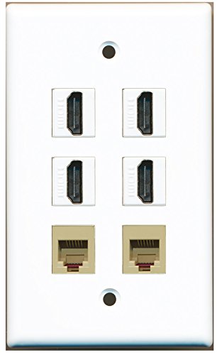 RiteAV - 4 HDMI 2 Port Phone RJ11 RJ12 Beige Wall Plate