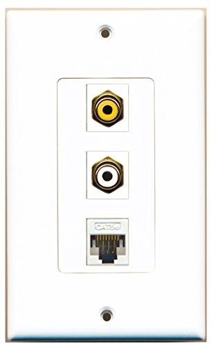 RiteAV - 1 Port RCA White and 1 Port RCA Yellow and 1 Port Cat5e Ethernet White Decorative Wall Plate Decorative