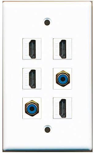 RiteAV - 4 HDMI 2 Port RCA Blue Wall Plate