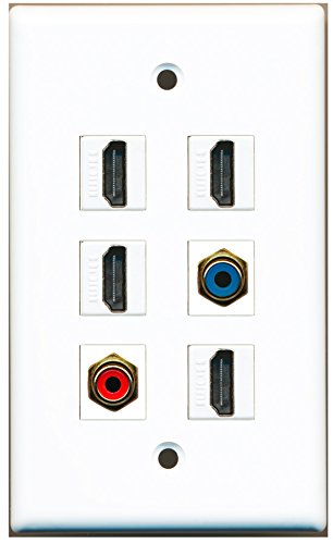 RiteAV - 4 HDMI 1 Port RCA Red 1 Port RCA Blue Wall Plate