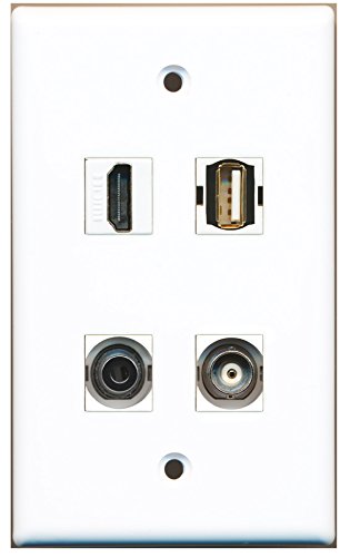 RiteAV - 1 Port HDMI 1 Port USB A-A 1 Port 3.5mm 1 Port BNC Wall Plate