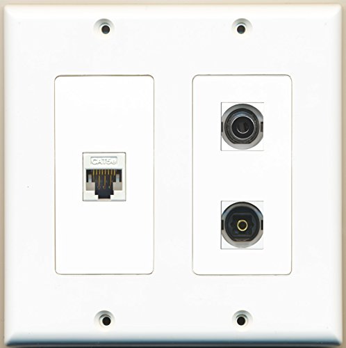 RiteAV - 1 Port Toslink 1 Port 3.5mm 1 Port Cat5e Ethernet White - 2 Gang Wall Plate
