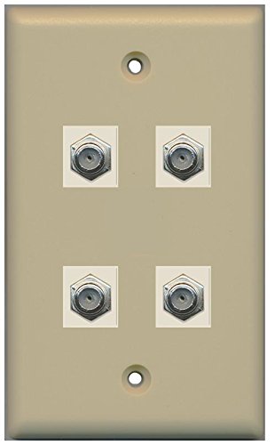 RiteAV (1 Gang Flat) 4 Coax Ivory Wall Plate Ivory