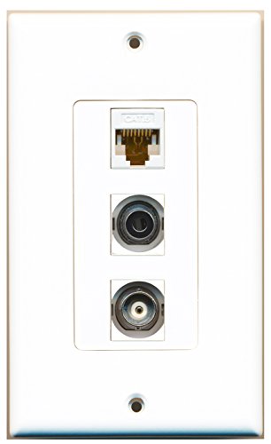 RiteAV - 1 Port 3.5mm and 1 Port BNC and 1 Port Cat6 Ethernet White Decorative Wall Plate Decorative