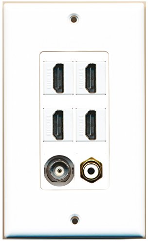 RiteAV - 4 Port HDMI 1 RCA White 1 BNC Wall Plate Decorative
