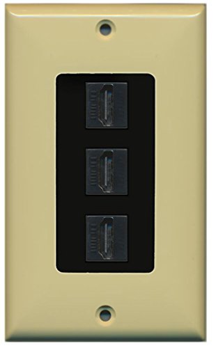 RiteAV HDMI 2.0 Keystone Decorative Wall Plate - Ivory/Black 3 Port